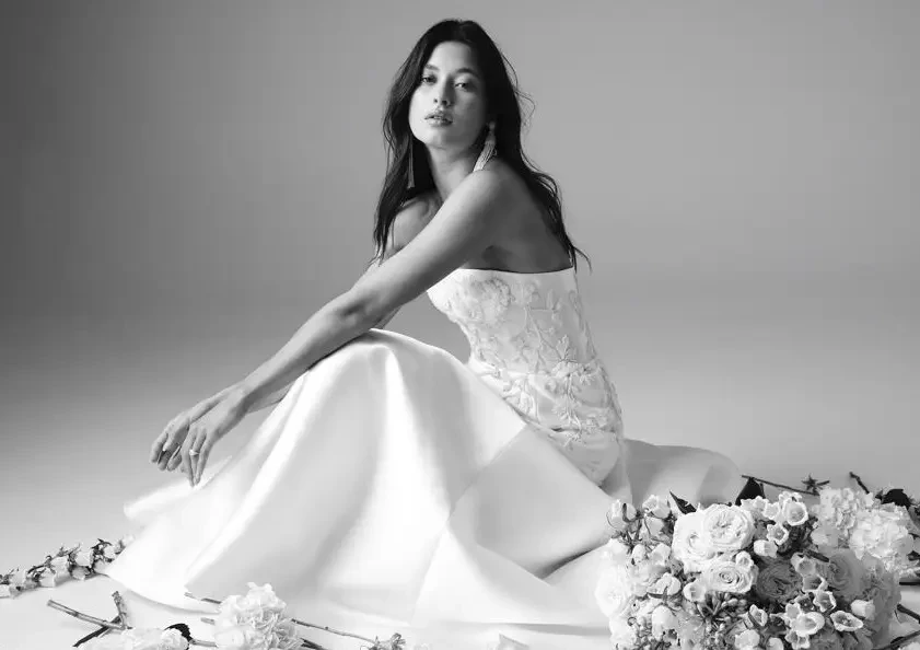 Model wearing Watters wedding dress